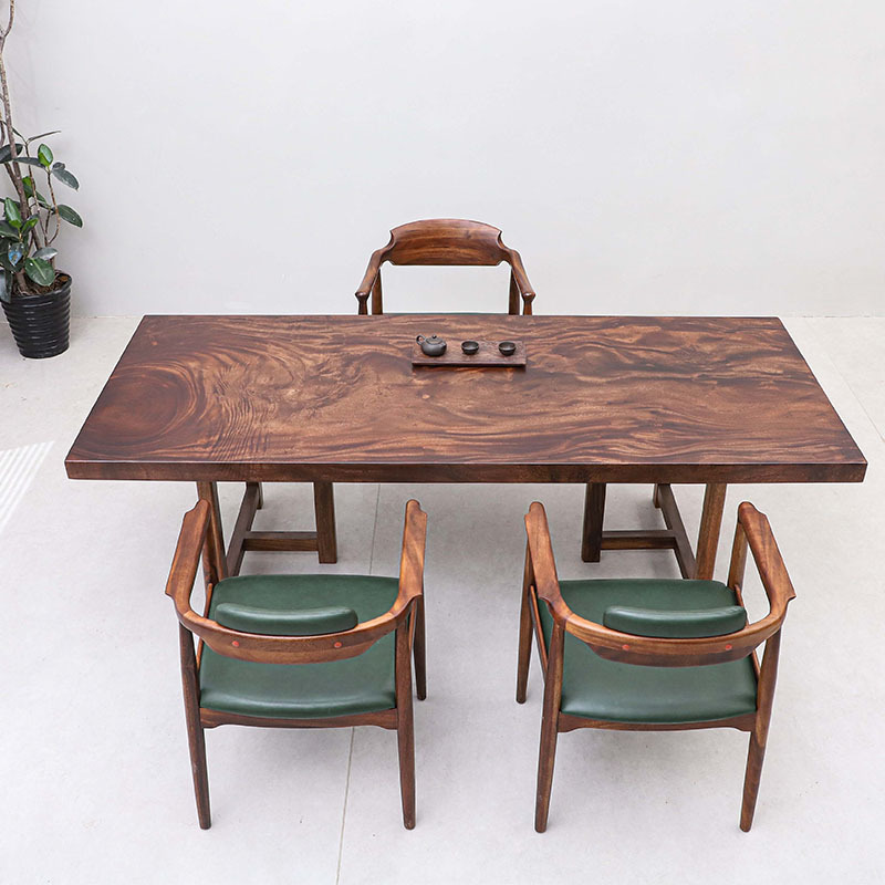 North American Black Walnut Large Table South American Rain Wood Solid Wood Tea Table Log Desk Source Factory Whole Board Desktop Table