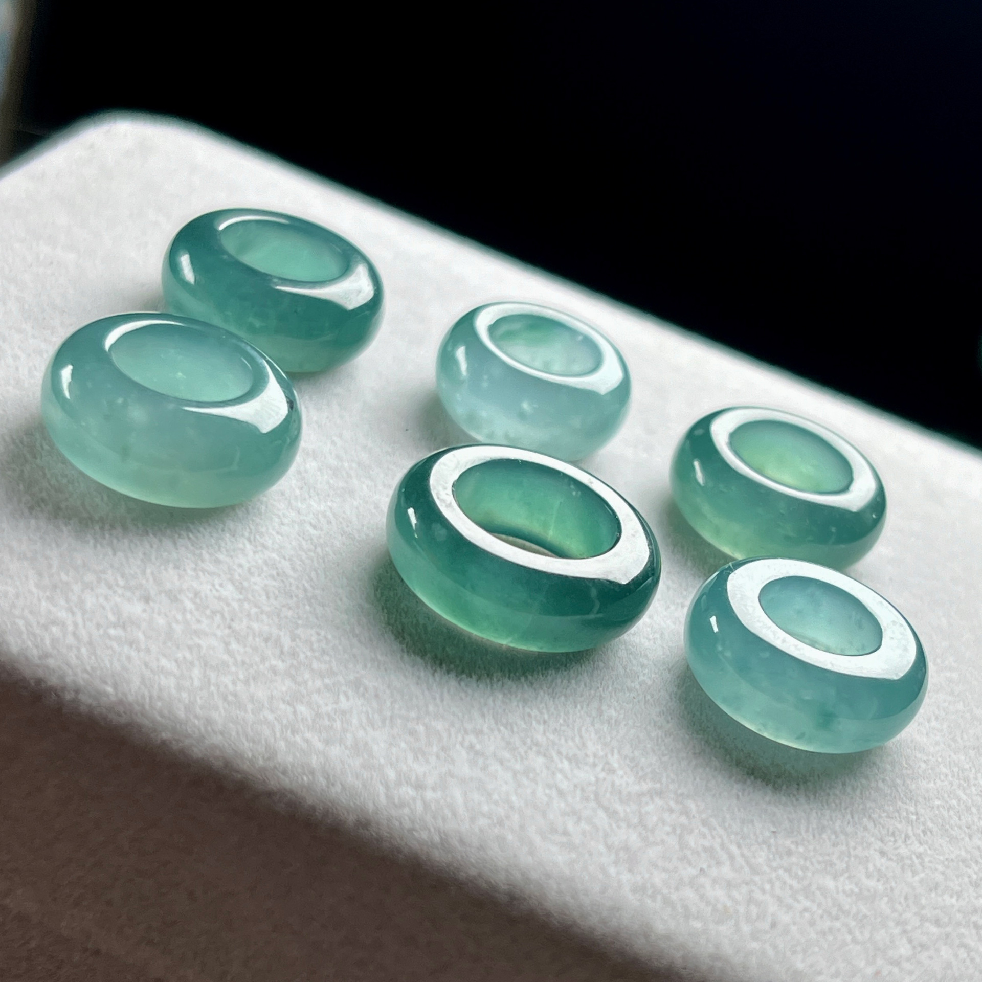 Natural Jade A-Grade Pendant with Ice Base Blue Water Running Ring, Genuine Sihui Jade Jewelry Wholesale