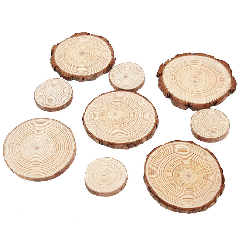 Round Wood Slices DIY Wood Carving Micro Landscape Props Painting Annual Ring Slices Wood Slices Coasters