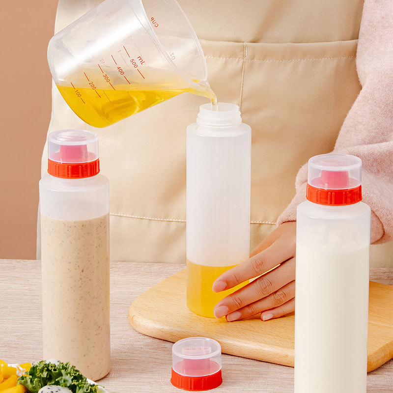 PE three-hole squeeze sauce bottle sauce seasoning pot salad bottle three-mouth squeeze bottle jam bottle three-head salad bottle cream bottle
