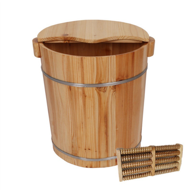 Warm Foot Bath Bucket, Traditional Xizang Foot Bath Bucket, Foot Bath Bucket, Solid Wood Foot Bath Bucket, Small Deep Bucket with Lid Wooden Bucket