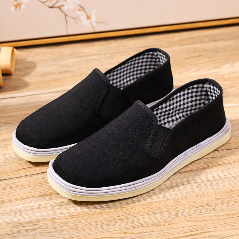 Old Beijing cloth shoes wholesale beef tendon bottom tire bottom thousand layer bottom black cloth shoes men's driver work elastic canvas shoes