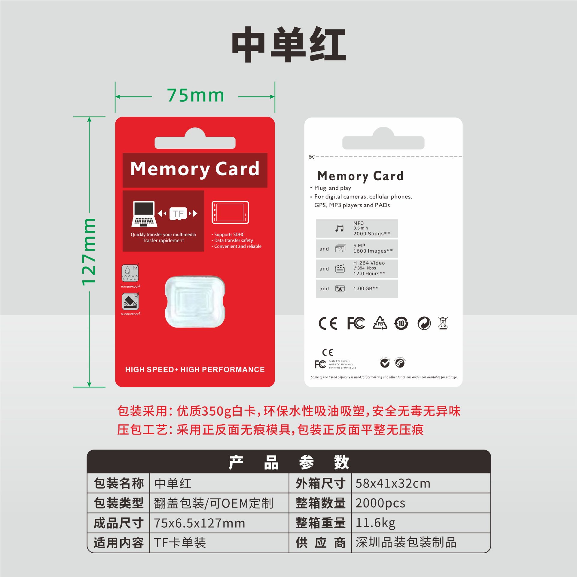 In-Stock Wholesale High-Speed Memory Card Packaging Box Cardboard Blister Security Monitoring Tf Card Storage Packaging Box Card Holder