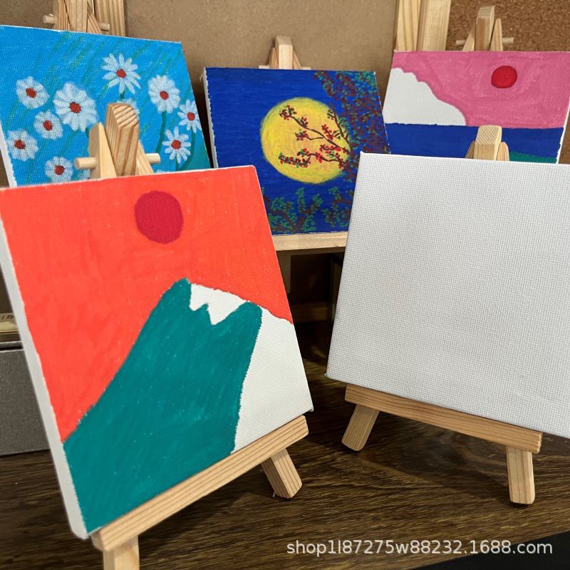 Mini oil painting frame 10*10 small drawing board easel suit children's acrylic painting blank hand-painted factory direct sales