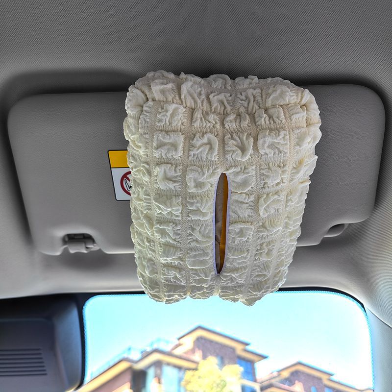 Car Tissue Box Car Interior Hanging Cute Car Storage Paper Box Advanced Decorations Hanging Fabric