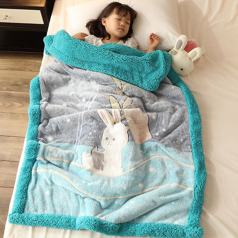 Children's Blanket Thickeneded Winter Lamb Velvet Quilt Student Kindergarten Nap Baby Baby Coral Velvet Blanket