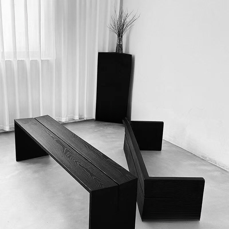 Черный обеденный стол из массива дерева, скамья для смены обуви, скамья в стиле середины века для гостиной и спальни, длинная скамья без установки