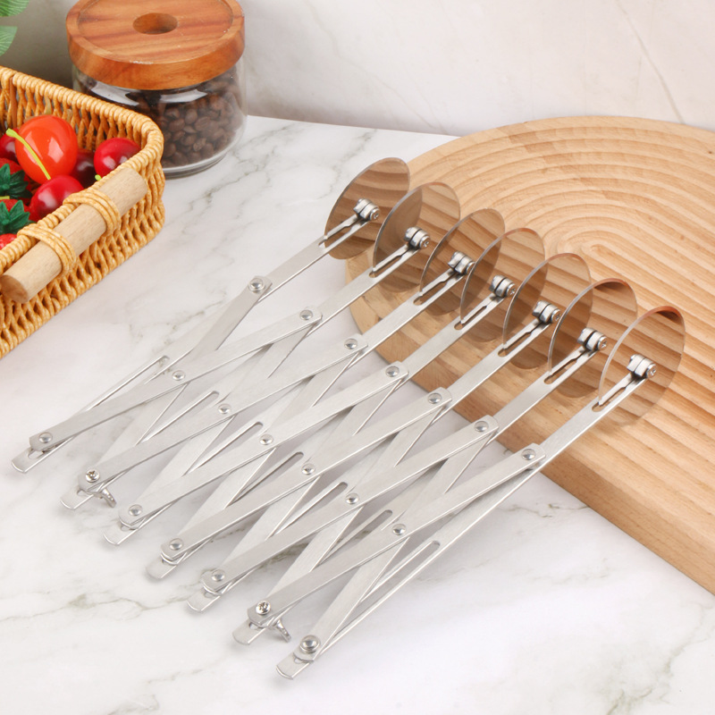 Fcm In-Stock Retractable Multi-Wheel Dough Cutter Roller Multifunctional Dough Cutter Stainless Steel Pizza Cutter
