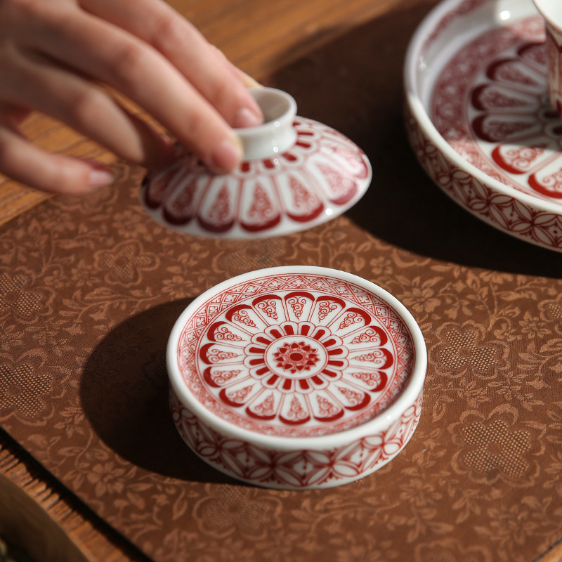 Jingdezhen Retro Blue and White Saucer Base Ceramic Saucer Lid Holder Classy Coaster Insulation Pad Tea Mat Tea Ceremony