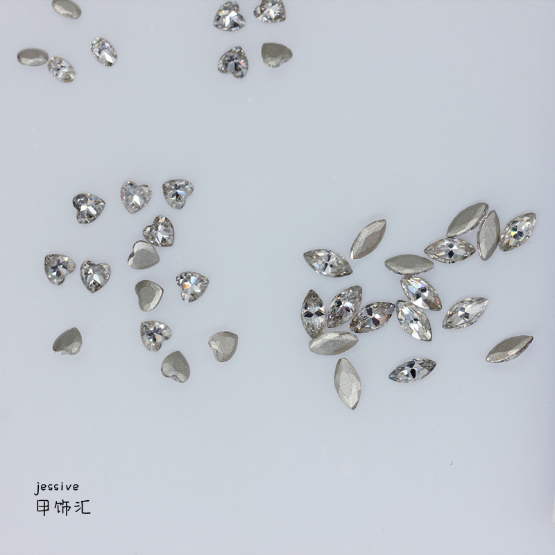 Nail art zircon mini diamond rose cut plated bottom Super Flash flat square water drop horse eye heart shaped diamond nail accessories