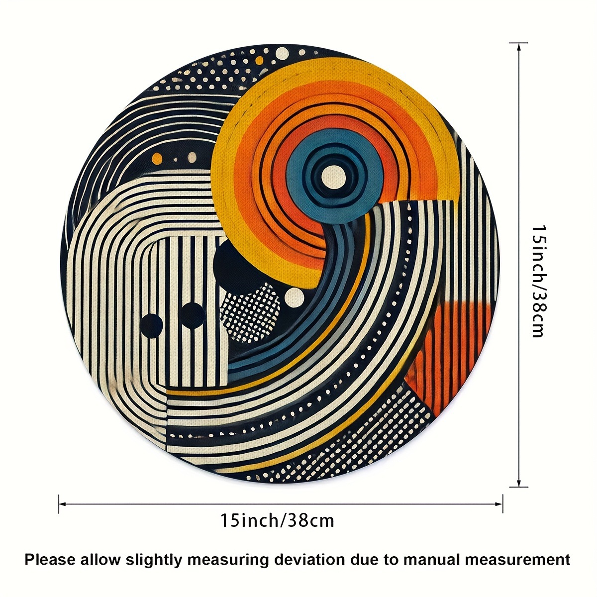 Temu Hot Selling Diamond Pattern 2D Printed Round Placemat Bohemian Style Linen Placemat Customized with Pictures