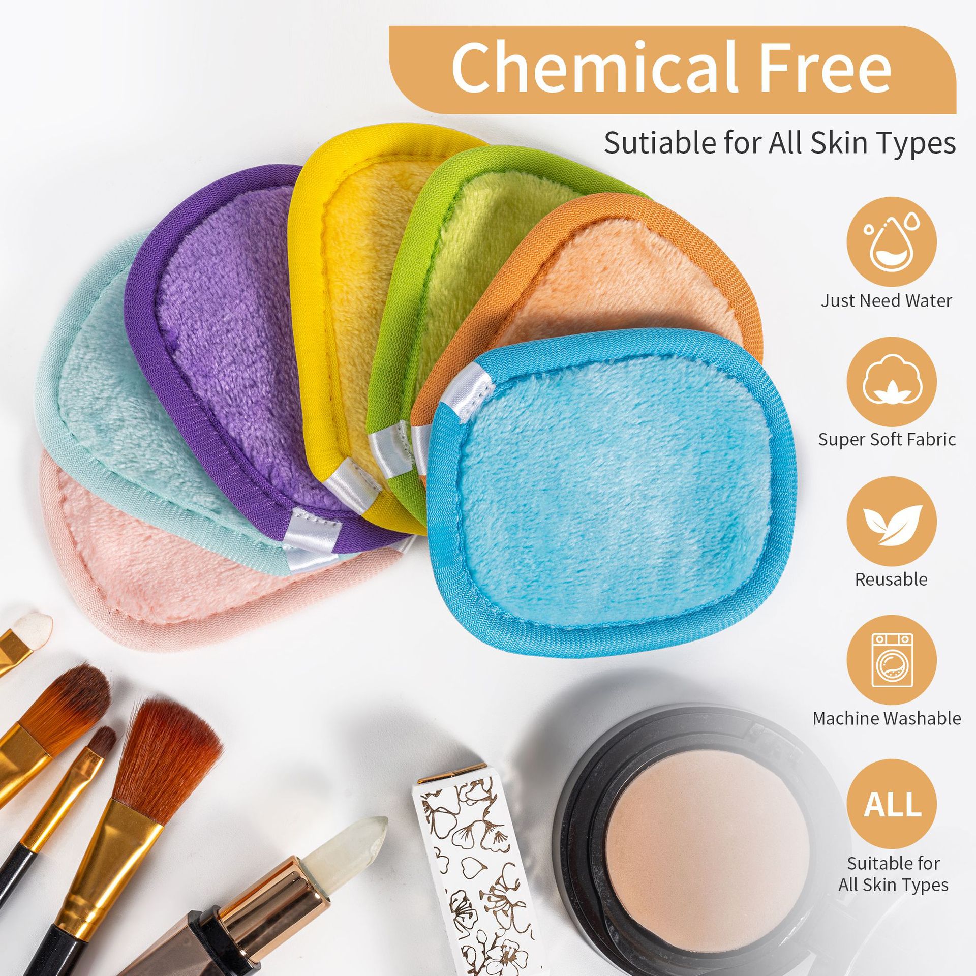 Cross-Border Hot Selling Microfiber Lazy Makeup Remover Towel Washable Soft and Comfortable Towel Double Layer Rainbow Beauty Towel