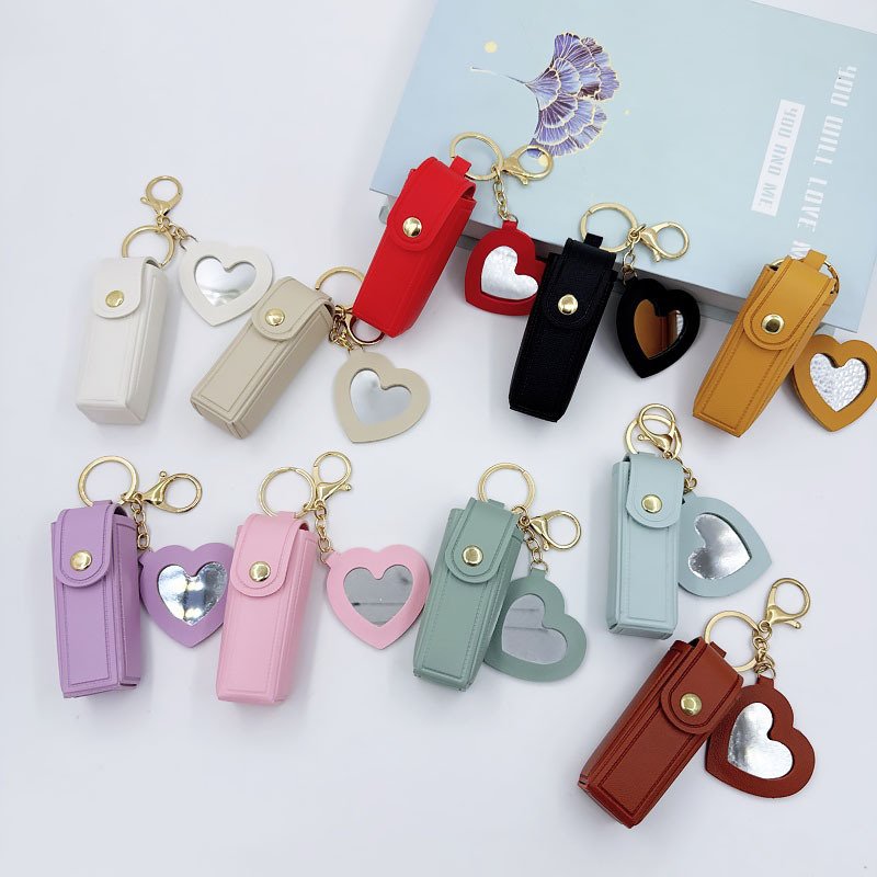 Dopamine Love Leather Lipstick Bag Necklace Women's 2025 New Niche Keychain Accessories Creative Key Bag