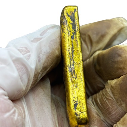 Antique Brass Solid Casting Gold Bar Qing Dynasty Cunwu Gold Ingot Random Era Antique Antique Collection