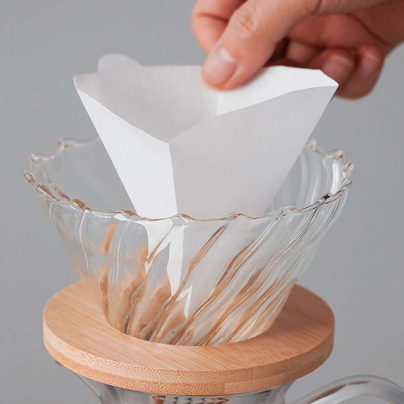 Yan Jie Hand-Brewed Coffee Filter Paper V60 Conical Drip Fan-Shaped Funnel Filter Paper for American Coffee Machines