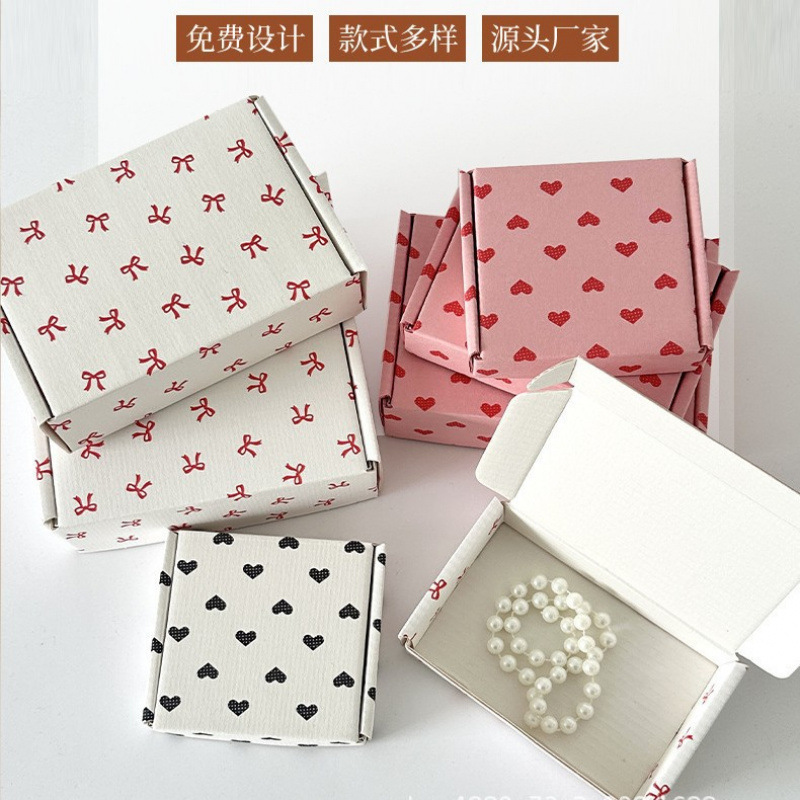 Wholesale Small Printed Color Airplane Box Gift Box Corrugated Pink Packaging Box Wearable Nail Jewelry Corrugated Gift Box