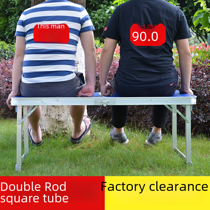 Outdoor round tube aluminum alloy folding table simple folding square table portable stall folding table stall table wholesale