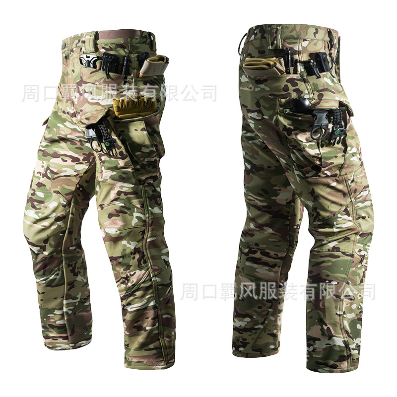 Factory direct IX7 velvet pants soft shell pants outdoor hiking pants waterproof windproof warm fleece pants