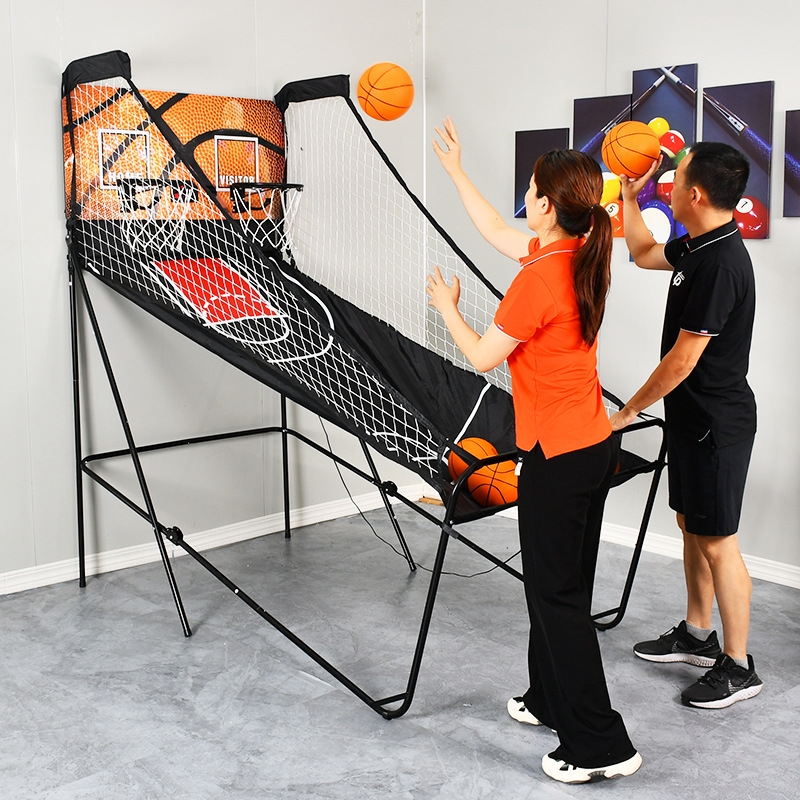 Free shipping new indoor double game Leisure electronic shooting machine automatic scoring basketball stand folding basketball machine
