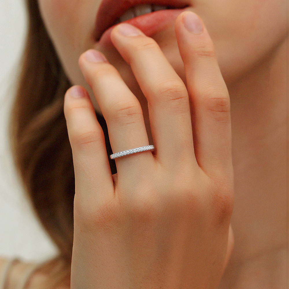 Popular Moissanite 925 Silver Ring for Women, Accessible Luxury and High-End, Xiaohongshu Douyin Xia Kuaishou Stone Full Set with Bright Galaxy