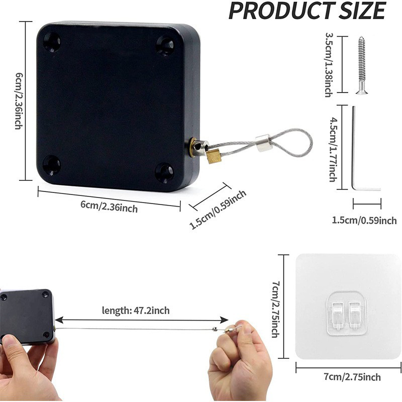 Sliding Door automatic door closer household door closing spring iron door pull rope punch-free close door closer