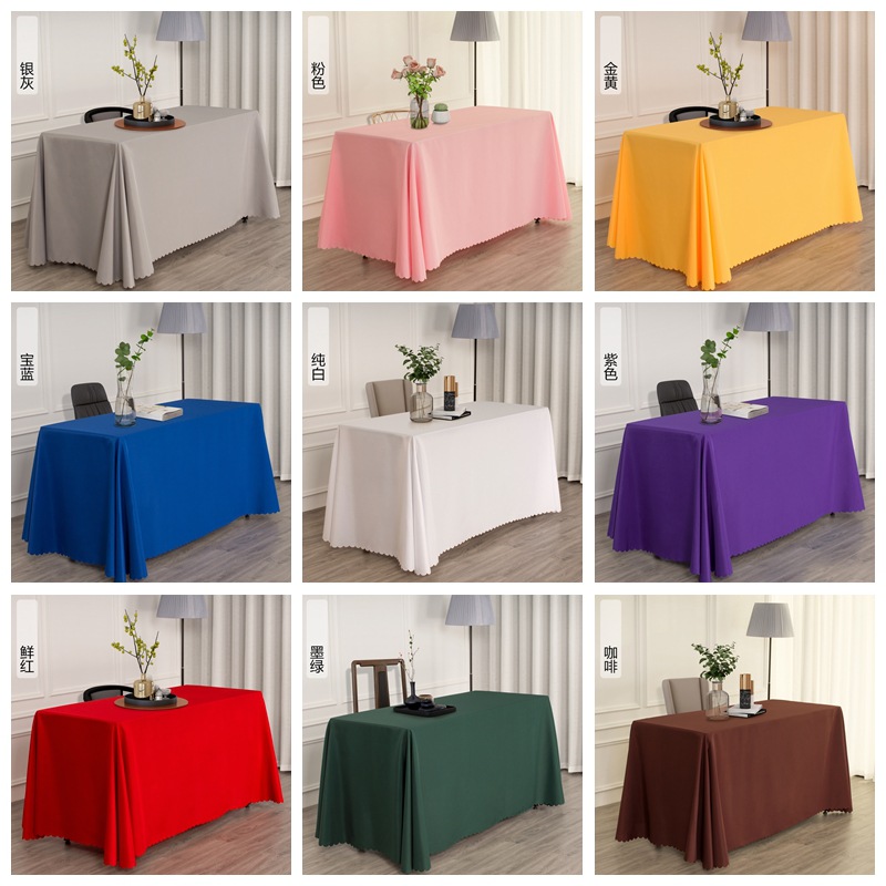 Conference Room Tablecloth Solid Color Advertising Campaign Business Hotel Exhibition Long Table White Dining Tablecloth Rectangular Tablecloth