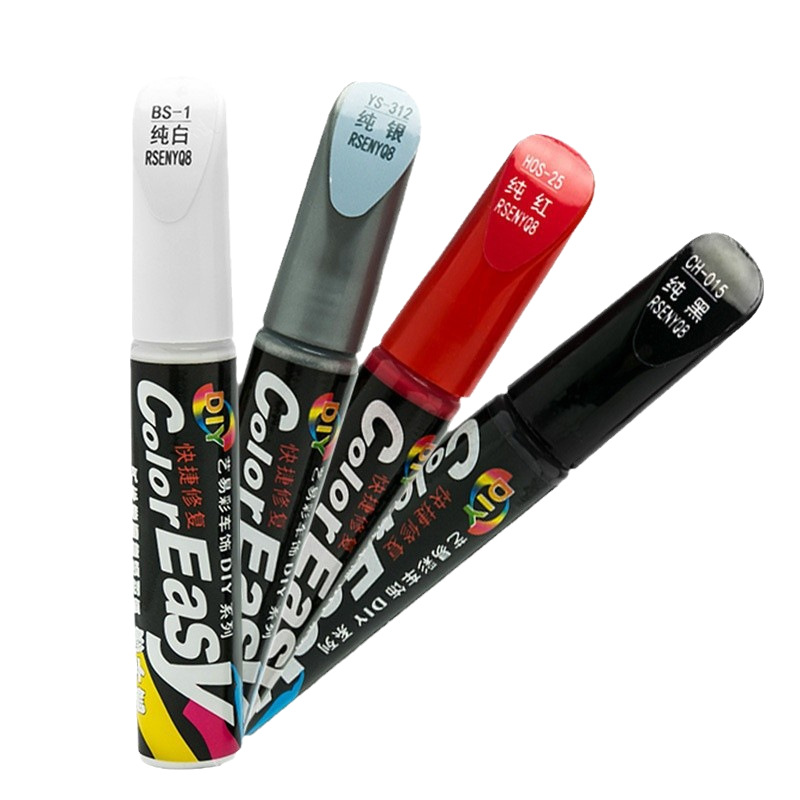 Car paint pen Pearl White scratch repair agent Black deep mark removal special self-painted paint silver paint pen