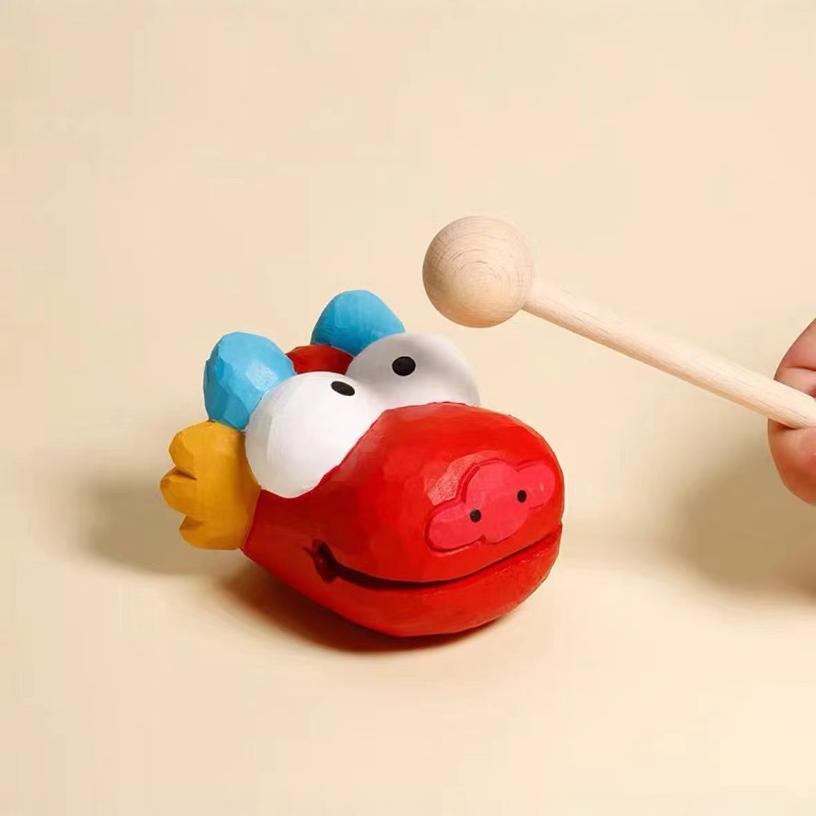 Crazy Work Ornaments Wood Fish Wood Carving Leading Station Emotional Computer Desktop Ornaments Decompression ins Style