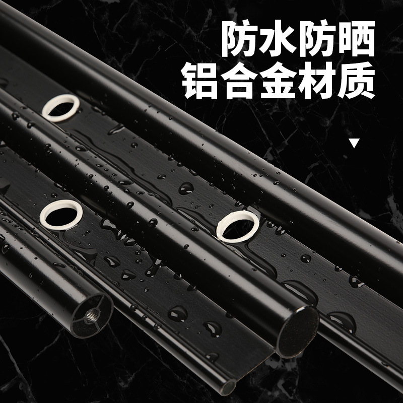 Black Three-Pole Manual Clothes Drying Rack Balcony Hand-Cranked Adjustable Aluminum Alloy Clothes Drying Rack Quilt Rod Lifter Labor-Saving