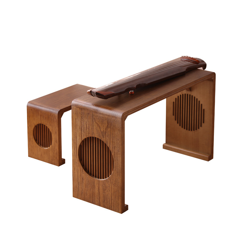 Guqin table stool resonance piano table solid wood Chinese study table calligraphy table new Chinese training class desk go tea table