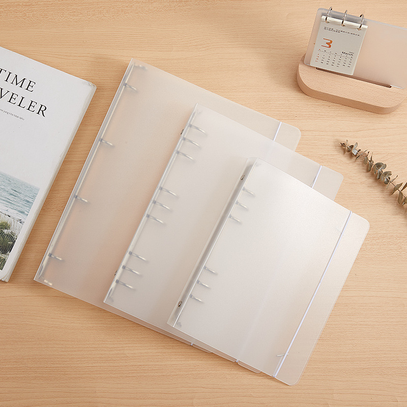 High color matte texture strap insert A4 loose-leaf book shell transparent PP data storage book loose-leaf folder