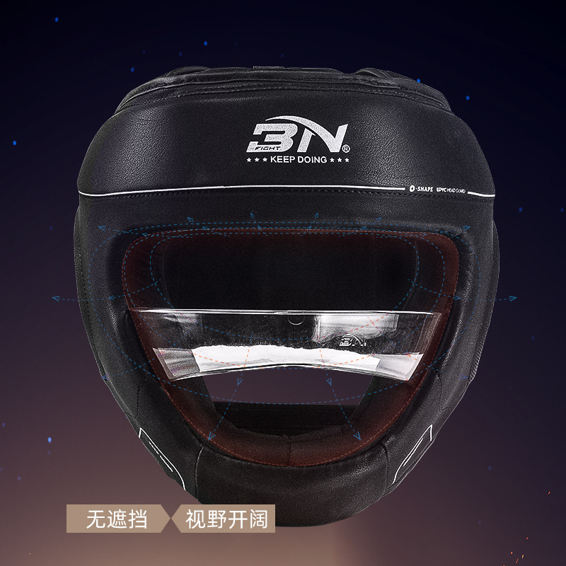 Bn Fight Boxing Helmet Fully Enclosed Thickeneded Taekwondo Head Protector and Jaw Protector Sanda Thai Boxing Helmet Head Protector