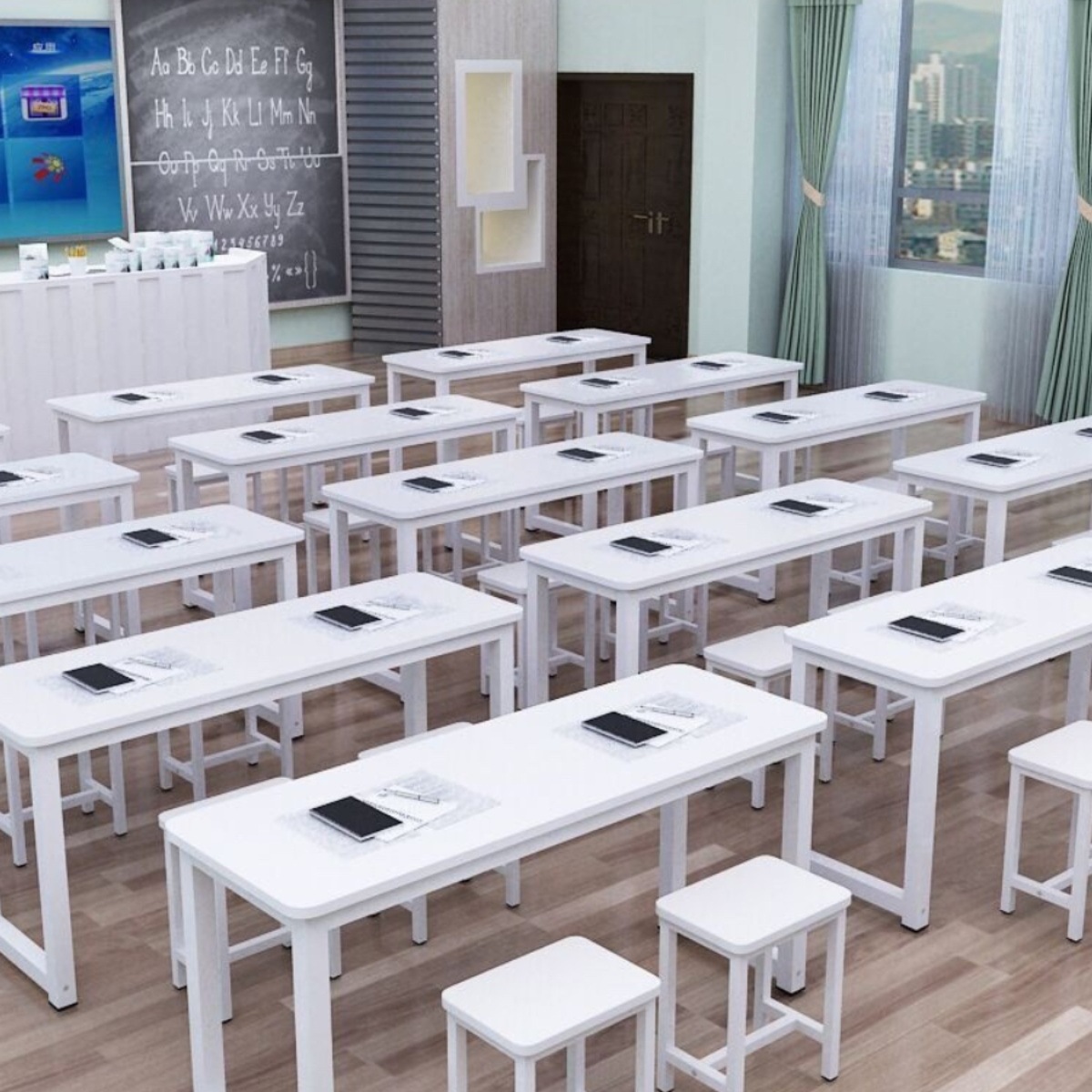 Training Table Manufacturer Direct Sales Long Table Single and Double Desks and Chairs for Primary and Secondary School Students Cram School Tutoring Training Class Desks