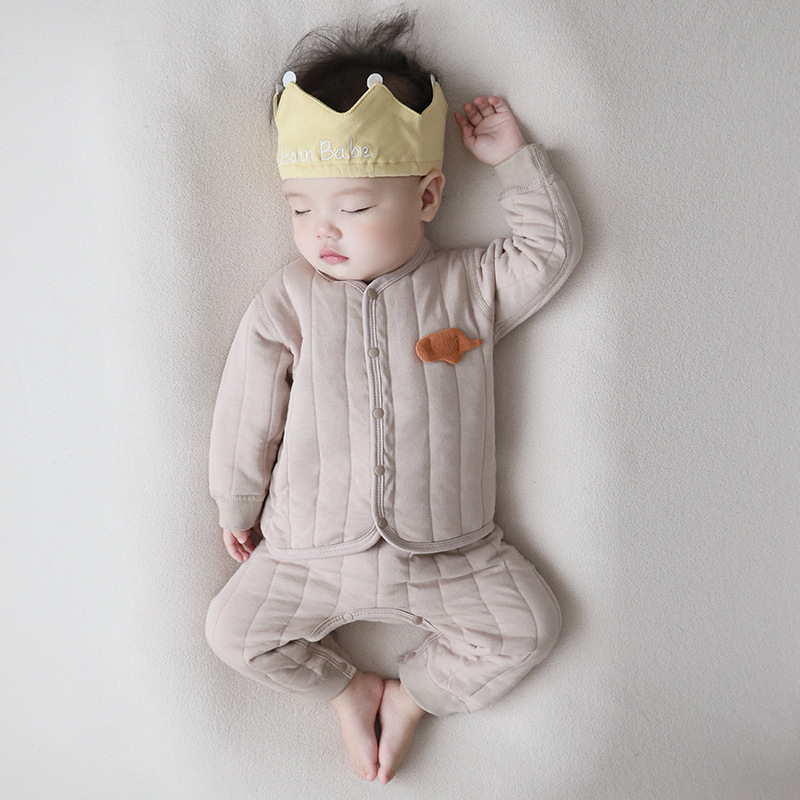 Autumn and Winter Baby Warm High-Waist Belly Protection Suit for Men and Women, Two-Piece Quilted Intimates Set, Baby Cotton Coat and Cotton Pants for Winter