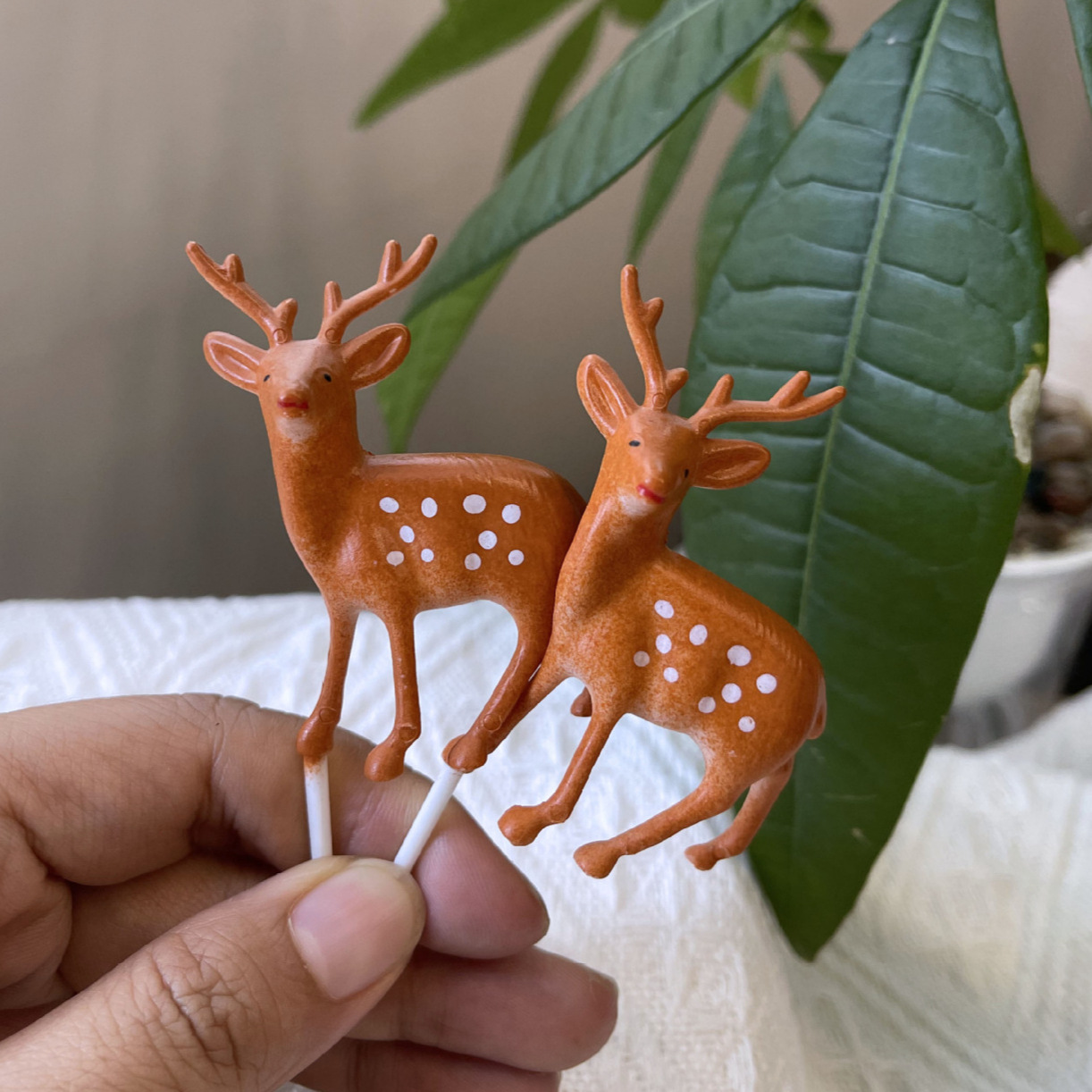 Новогоднее украшение для торта, декор в виде горшечного растения, большой олень, Санта-Клаус, снеговик, новогодняя елка, сосновые ветви