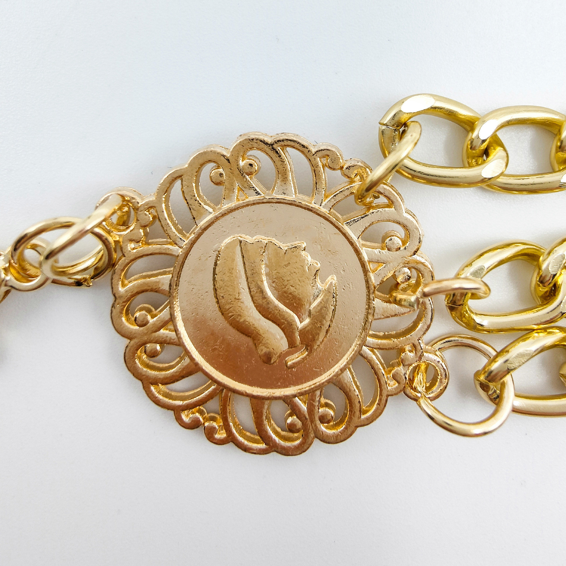 European and American Cross-border Jewelry Personalized Sunflower Round Brand Waist Chain Female Retro Temperament Ethnic Style Body Chain Female