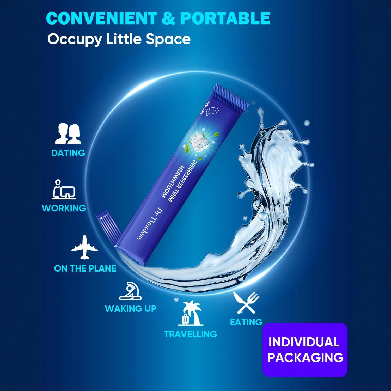 Disposable Portable Mouthwash, 30-Pack, Sterilizing, Removing Bad Breath, Freshening Breath, Mint Probiotics, Cross-Border Customization