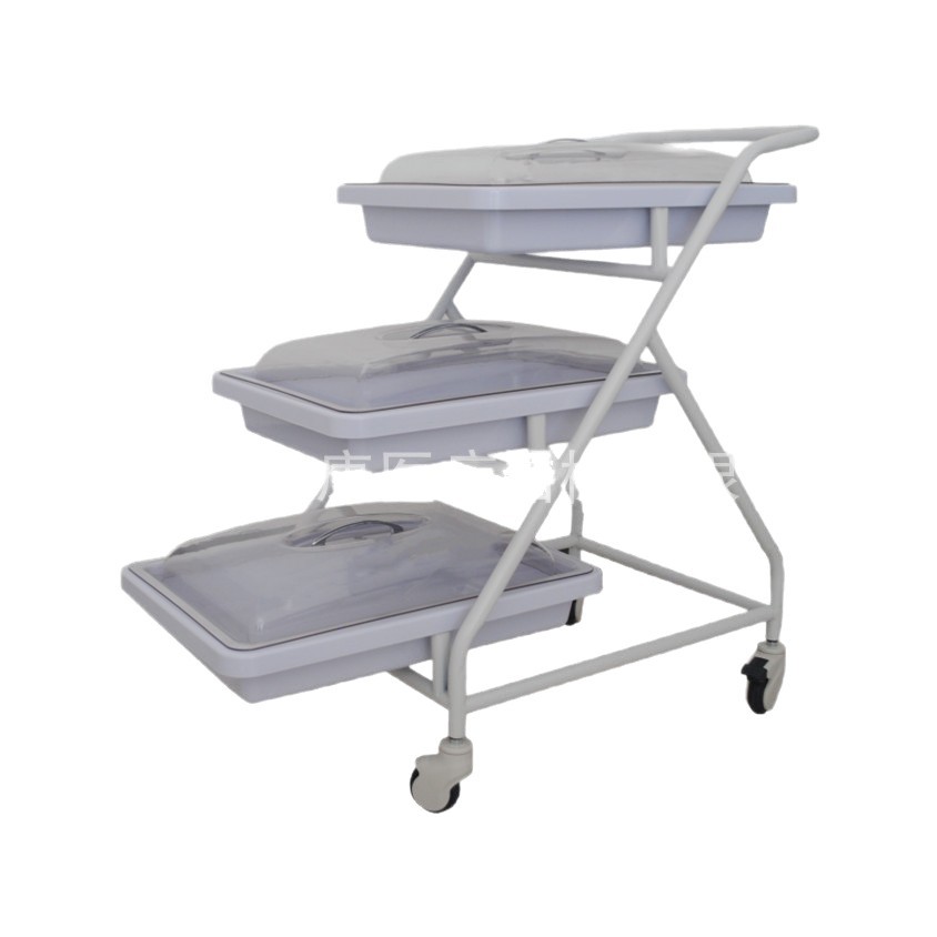 Medical Endoscope Transfer Cart Gastrointestinal Endoscope Fiber Optic Cart Stainless Steel Instrument Cart Polymer Tray Colonoscope