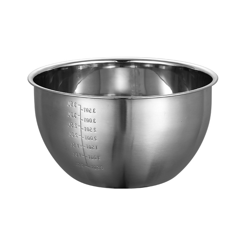 European-style 201 thickened thickened stainless steel salad basin with scale flat bottom and basin mixing basin egg beater seasoning