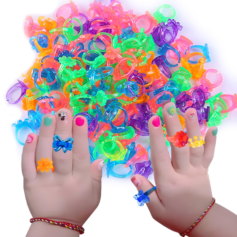 Cross Border Transparent Plastic Ring Party Toys Play Home Decompression Educational Toys suit Gashapon Accessories Small Ring