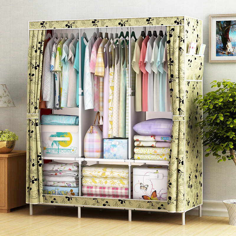 Simple Fabric Wardrobe Rental Home Bedroom Cabinet Assembly Cloth Wardrobe Modern Simple Storage Hanging Wardrobe Rack