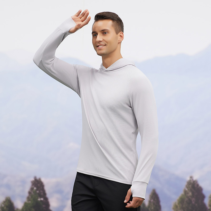Men's Autumn and Winter Sports Sweatshirt Hooded Moisture-Absorbent Quick-Drying Fitness Clothing Top Slim Running Training Long-Sleeved Outdoor