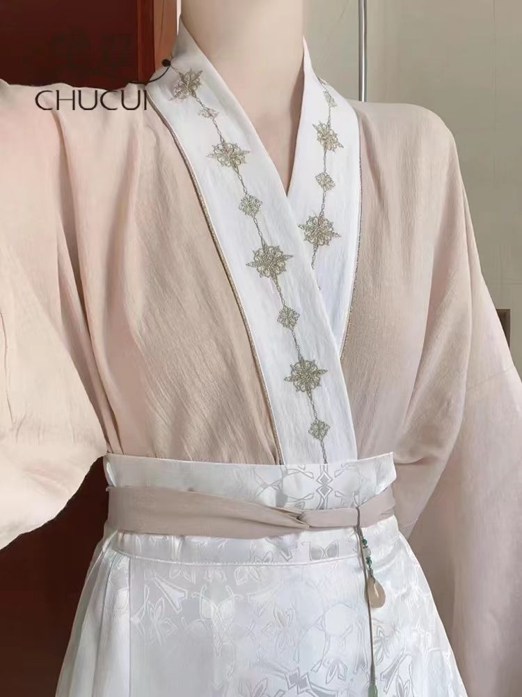 Ma-Mian Skirt Suit, Spring & Fall High-End Embroidered Airplane Sleeves, Jacquard Dark Pattern, Ming-Made Suit, Can Be Worn in Two Pieces for Daily Commuting