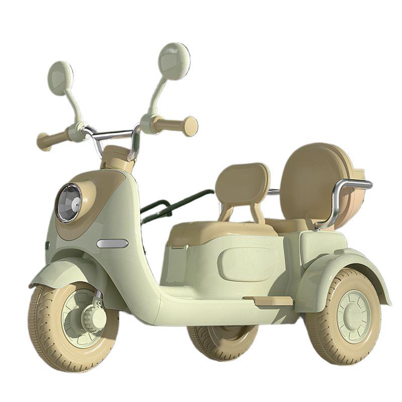 Children's Electric Car Motorcycle Can Seat Two People Baby Toys for Boys and Girls Rechargeable Two-Seater Tricycle Family