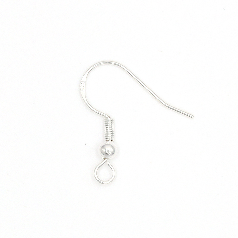 Cross-border European and American copper engraved 925 with bead U-shaped ear hook semi-finished diy round wire ear hook eardrop Accessories Wholesale