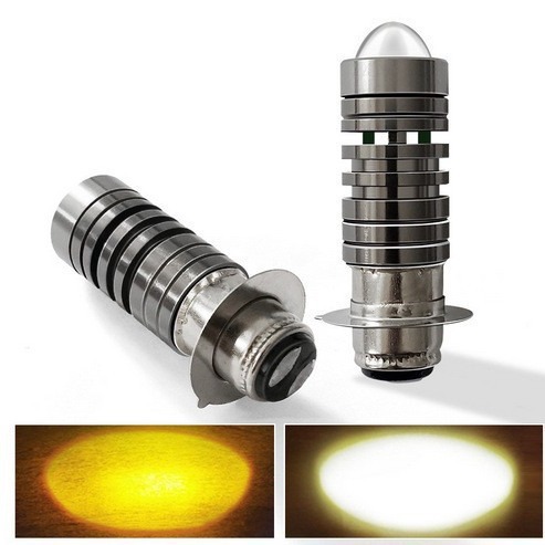 Cross-Border Hot Selling Led Motorcycle Headlight Fisheye Light Small Steel Cannon P15D H6 Yellow and White Two-Color Electric Car Headlight