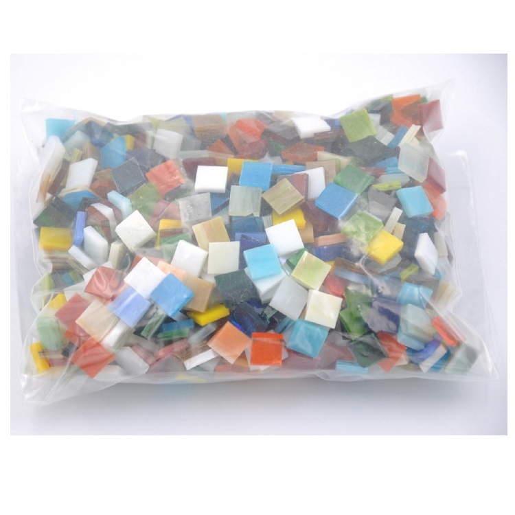 [Factory Ready Stock] DIY Colored Glass Mosaic Loose Mixed Color Square 10*10mm Crafts