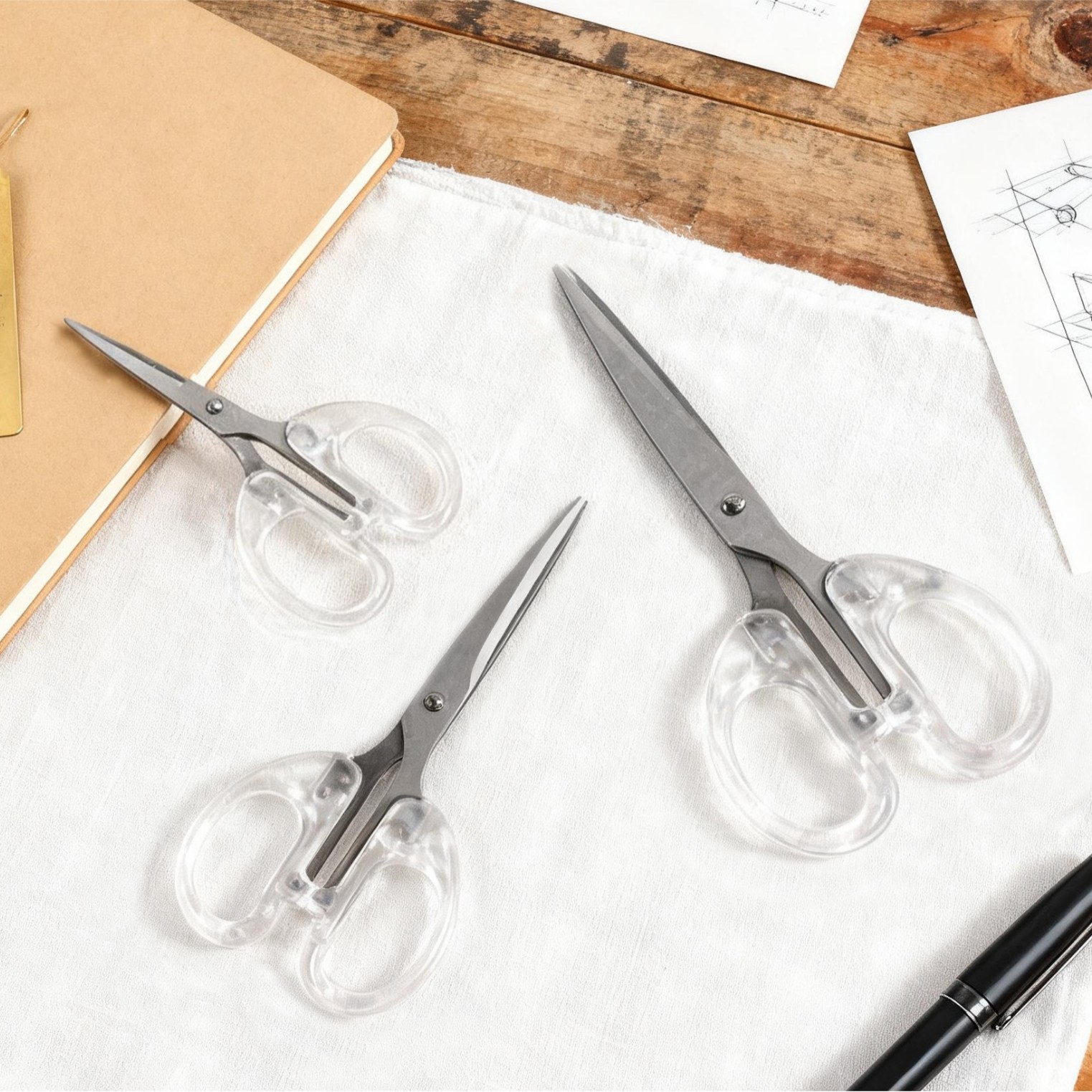 Spot Translucent Frosted Stainless Steel Scissors Office Scissors Household Scissors Art Children's Scissors Handmade Tailor Scissors