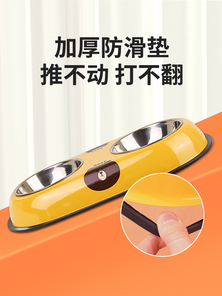 Dog Bowl, Dog Dish, Cat Bowl, Cat Food Bowl, Dog Food Bowl, Anti-Spill Double Bowl with Integrated Water Dispenser, Pet Supplies for Small and Medium-Sized Dogs