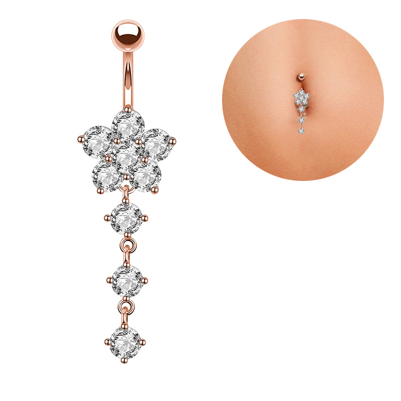 Amazon hot new belly button ring creative exquisite zircon navel nail piercing jewelry